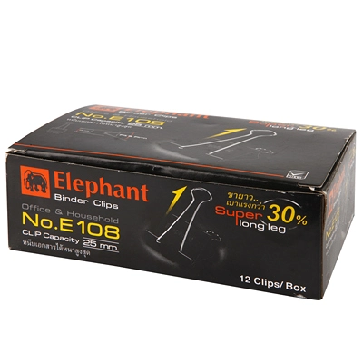 ELEPHANT คลิปดำ 50 มม. รุ่น E108 (กล่อง 12 ตัว)