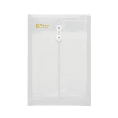 ELEPHANT ซองพลาสติกผูกเชือกขยายข้าง รุ่น 435 สีขาว ขนาด A4 (แพ็ค 12 ซอง)
