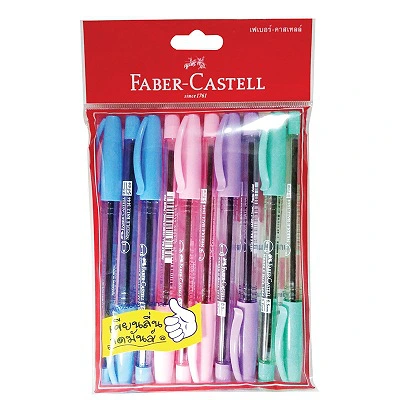 FABER-CASTELL ปากกาลูกลื่น แบบปลอก สีน้ำเงิน ขนาด 0.5มม. (10ด้าม)