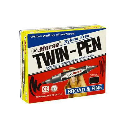 HORSE ปากกามาร์คเกอร์ รุ่น 2 หัว สีดำ (แพ็ค12ด้าม)