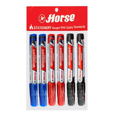 HORSE ปากกาไวท์บอร์ด รุ่น H-22 คละสี ขนาด 2 มม. (แพ็ค 6 ด้าม)