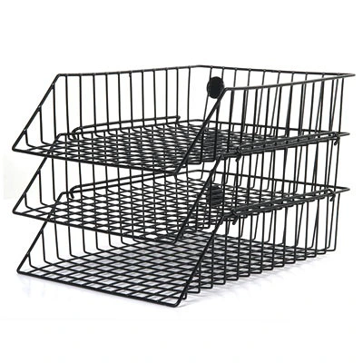 ORCA ถาดเอกสารลวดเคลือบพีวีซี 3 ชั้น สีดำ