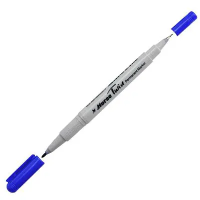 HORSE ปากกามาร์คเกอร์ 2 หัว น้ำเงิน H-41